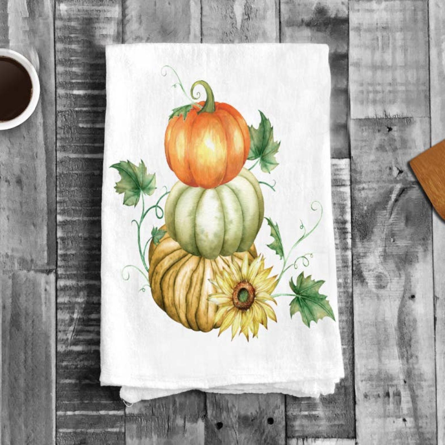 Fall Autumn Farmer Plaid Pumpkin Cotton Tea Towels Kitchen