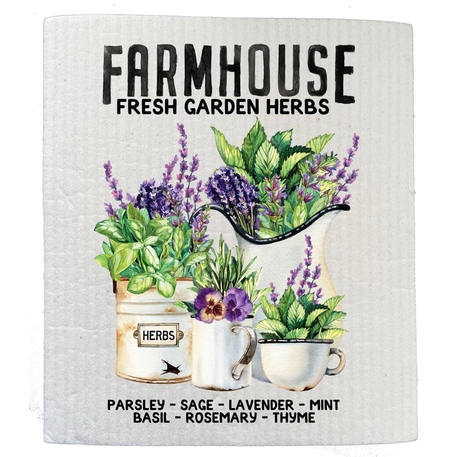 Farmhouse Fresh Garden Herbs Kitchen SWEDISH DISH CLOTHS