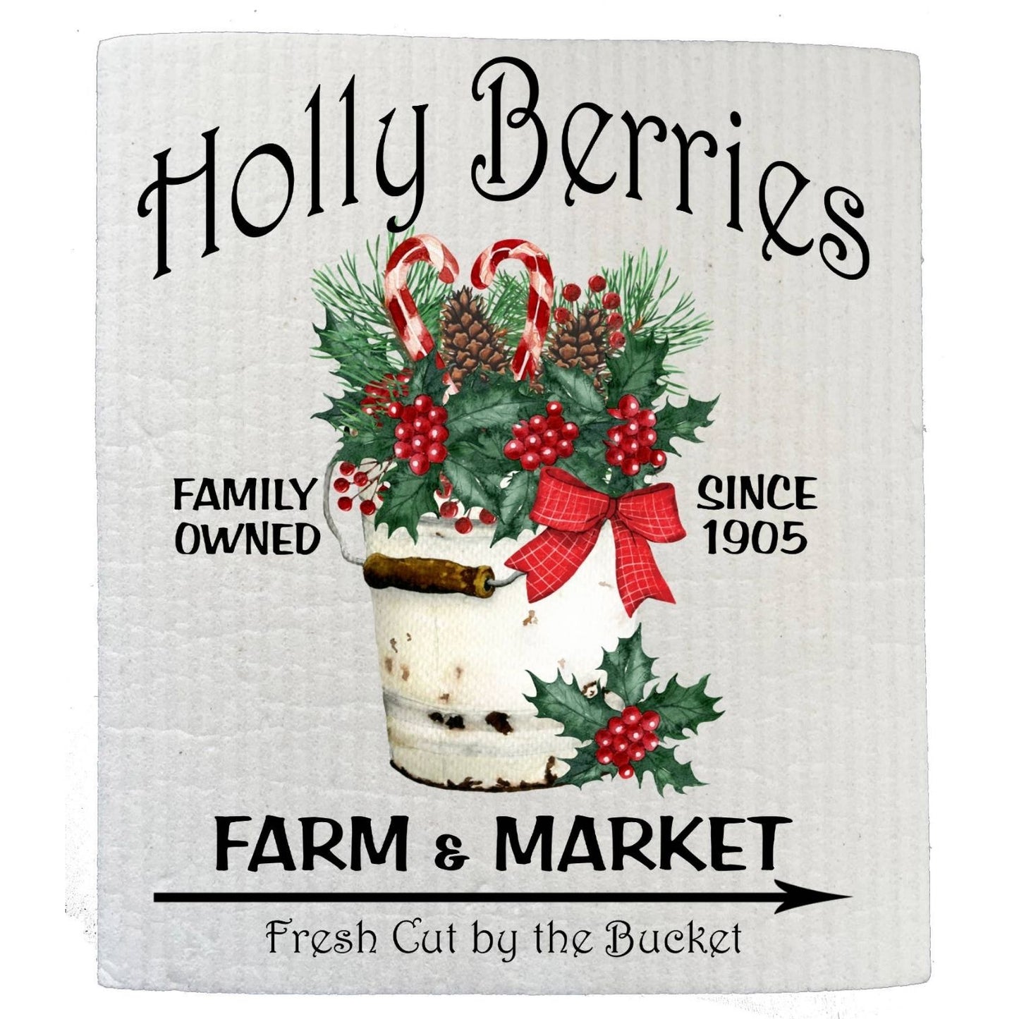 Holly Berries Farm Christmas SWEDISH DISH CLOTH