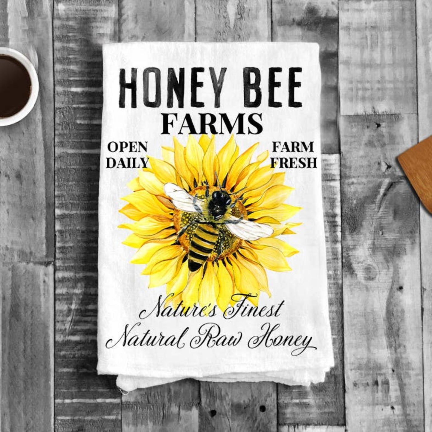 Modern  Farmhouse Honey Bee Flour Sack Tea Towel Kitchen