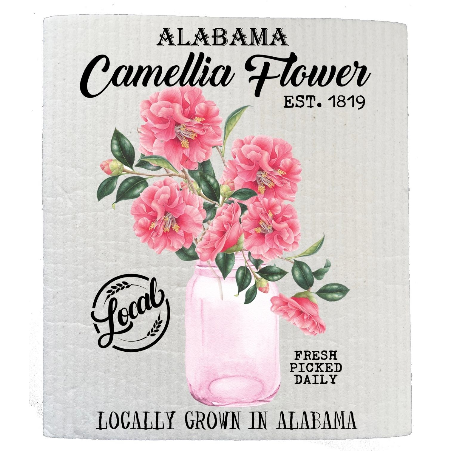 Alabama State Flower Camellia Souvenir Kitchen SWEDISH DISH CLOTH | Jessy Lane