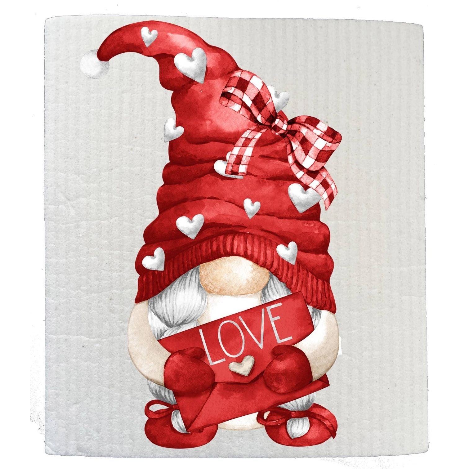 Valentine Red Gnome Love SWEDISH DISH CLOTH