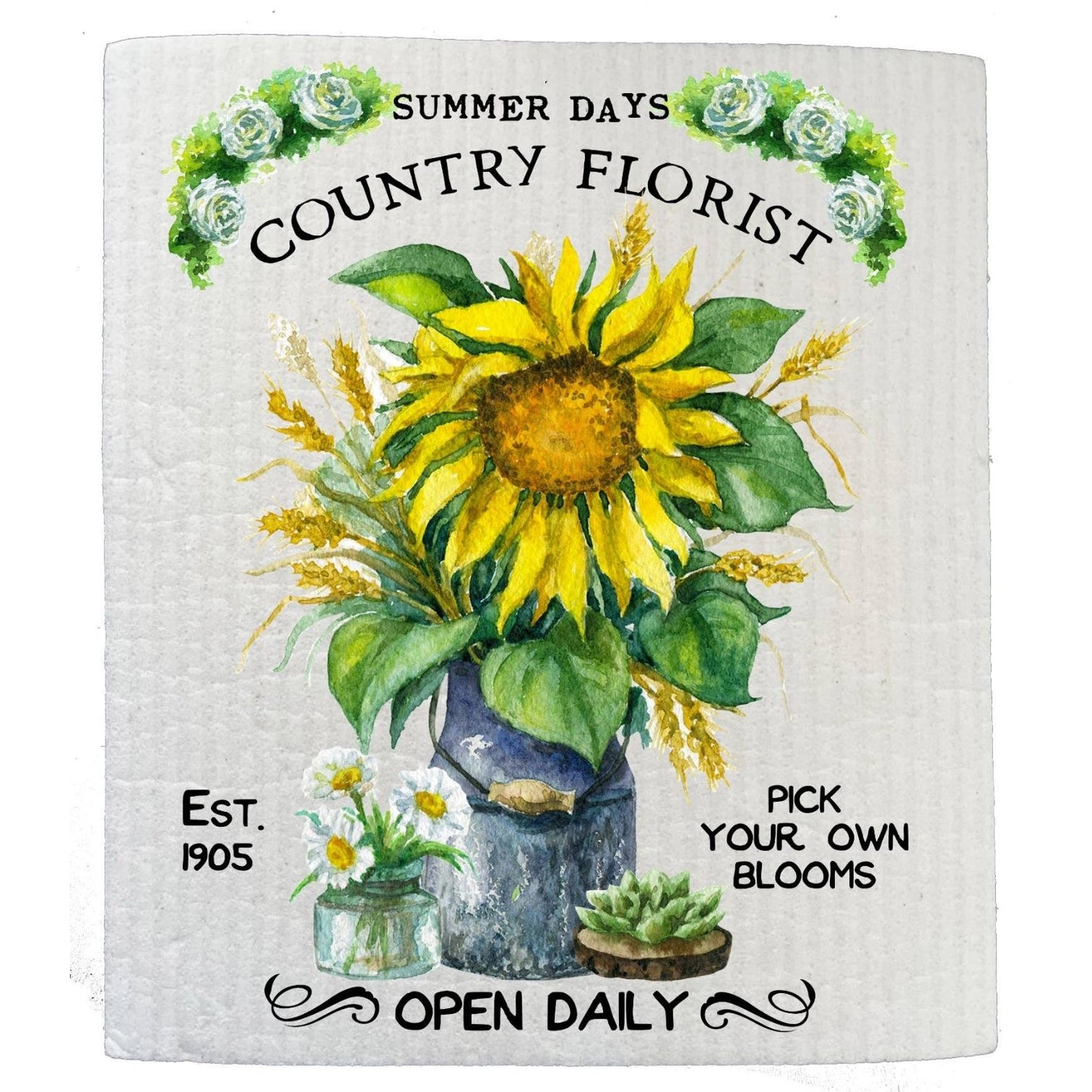 Country Florist Summer Sunflower Kitchen SWEDISH DISH CLOTHS