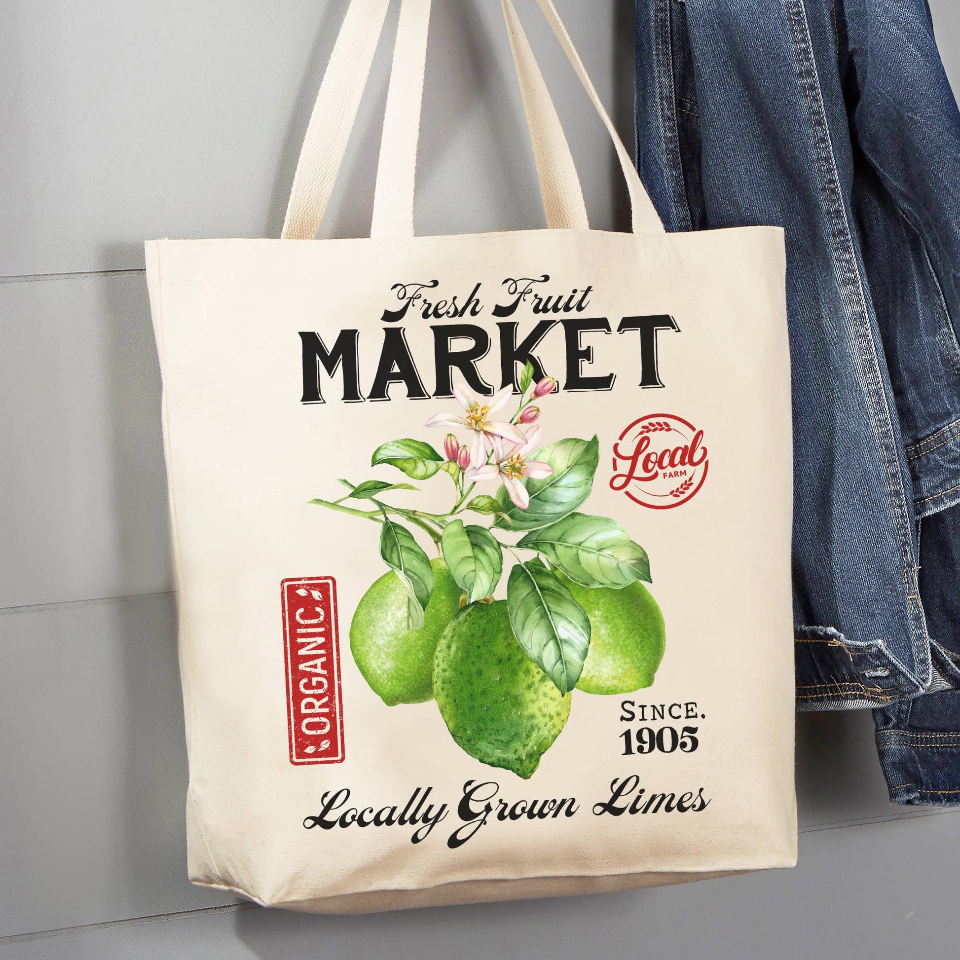 Farmhouse Organic Limes Market 12 oz  Canvas Tote Bag