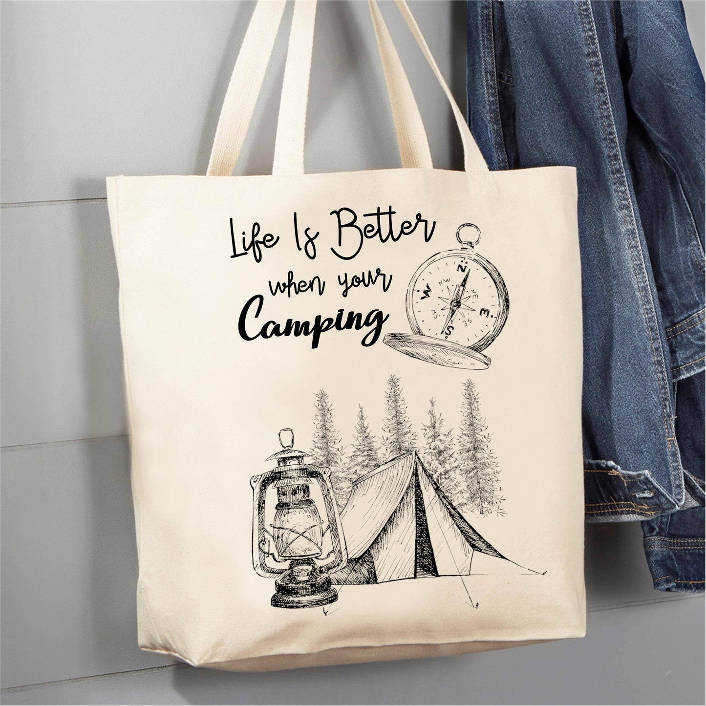 Life is better Camping 12 oz  Canvas Tote Bag