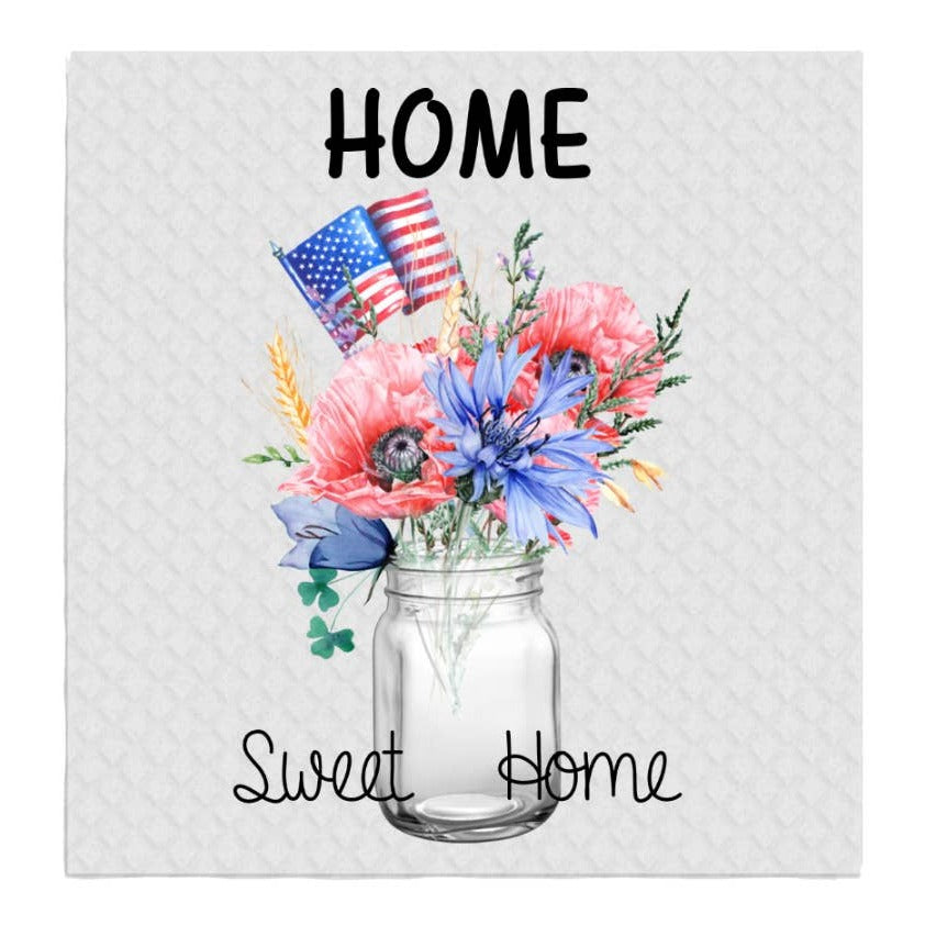 4th of July Patriotic Home Sweet Home SWEDISH DISH CLOTHS