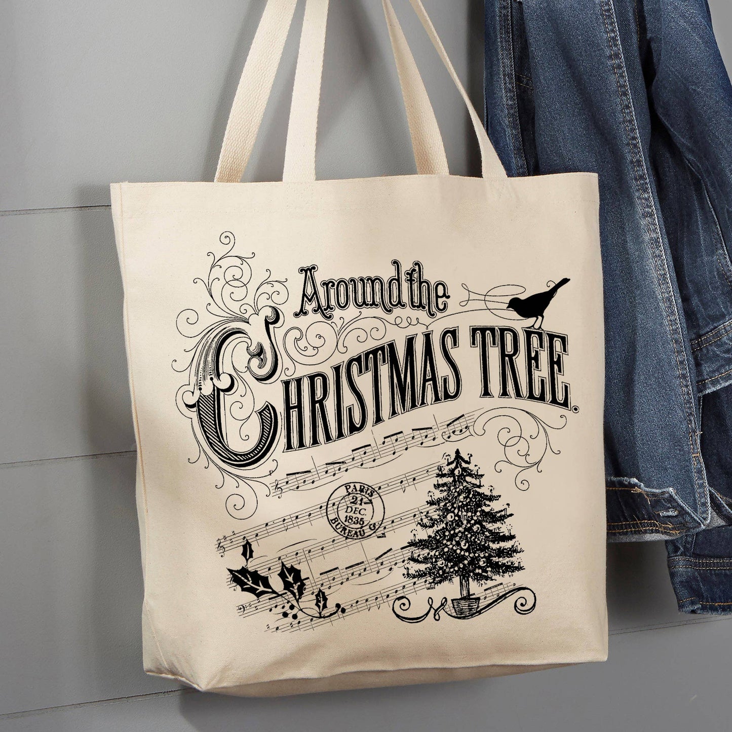 Around the Christmas Tree Music, 12 oz  Tote Bag