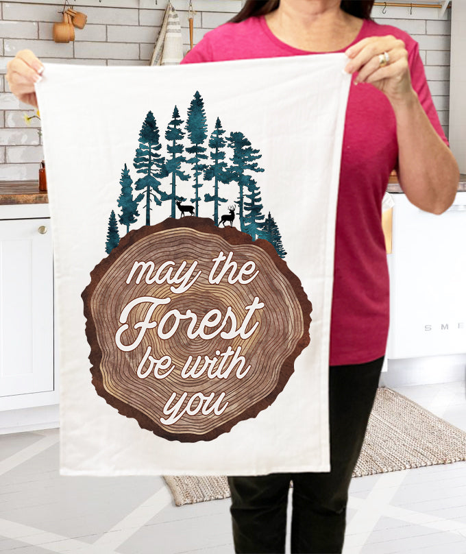 May The Forest be with you camping hiking Cotton Terry Towel