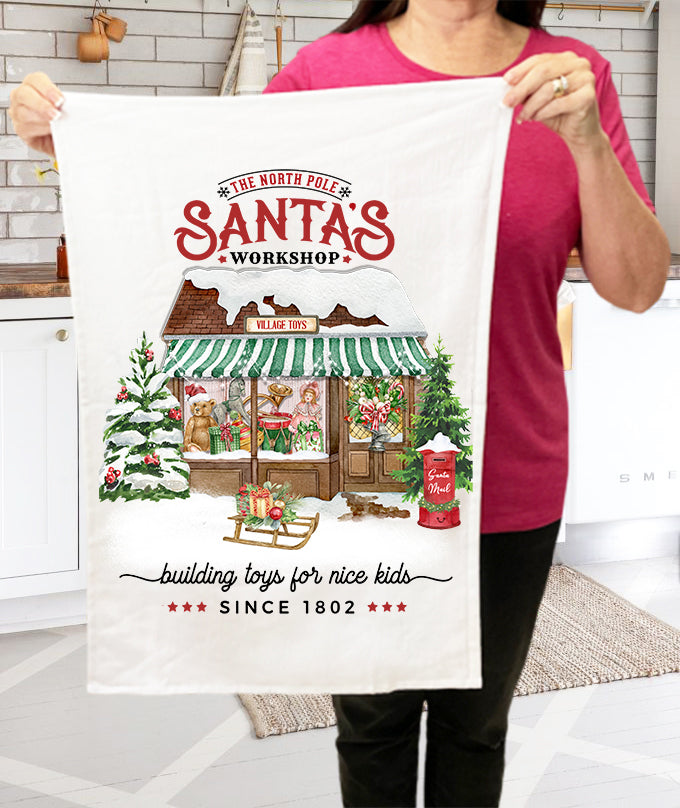 Christmas Tree Farm Red Buffalo Plaid  Terry Towel